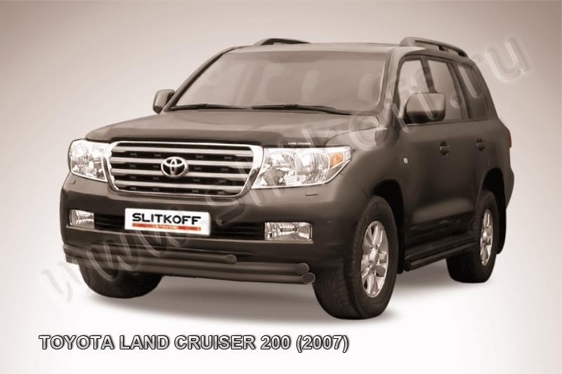 Slitkoff TLC2-013B защита переднего бампера d57+ d57+ d42 тройная черная Toyota Land Cruiser 200 (2007)