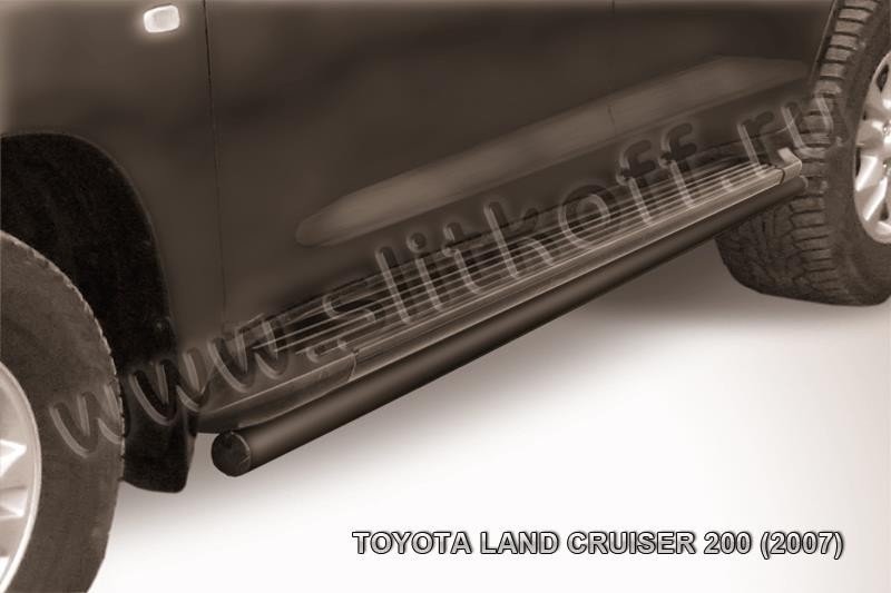 Slitkoff TLC2-019B защита штатного порога d57 черная Toyota Land Cruiser 200 (2007)
