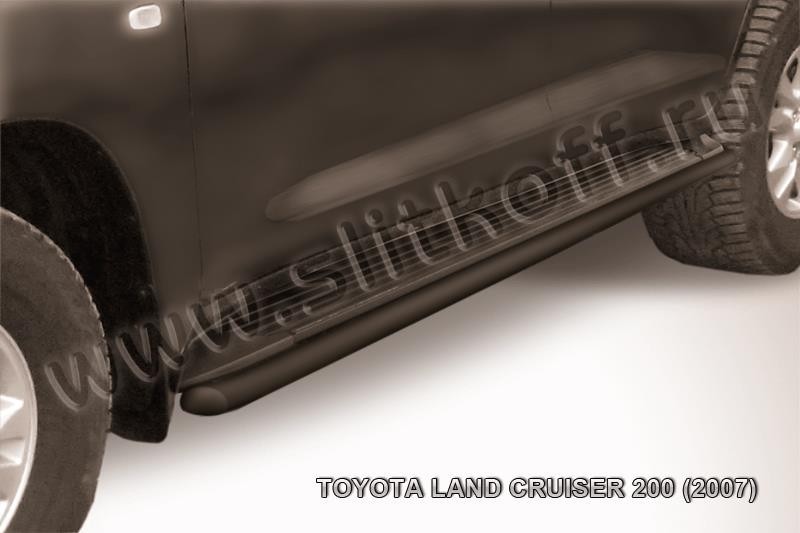 Slitkoff TLC2-020B защита штатного порога d42 черная Toyota Land Cruiser 200 (2007)