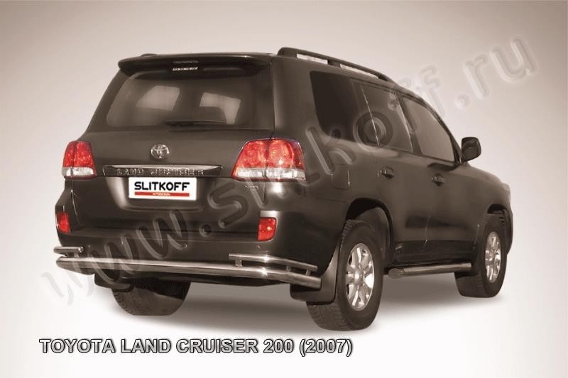Slitkoff TLC2-021 защита заднего бампера d76+ d42 двойная Toyota Land Cruiser 200 (2007)