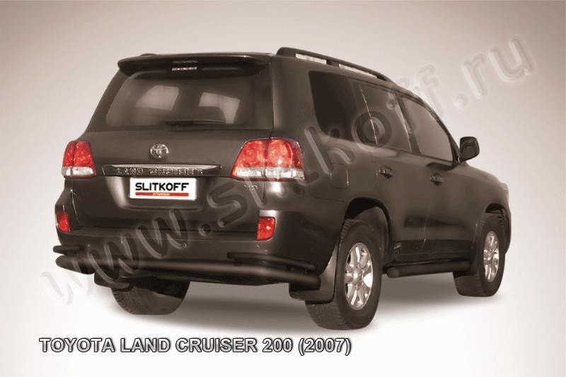 Slitkoff TLC2-021B защита заднего бампера d76+ d42 двойная черная Toyota Land Cruiser 200 (2007)
