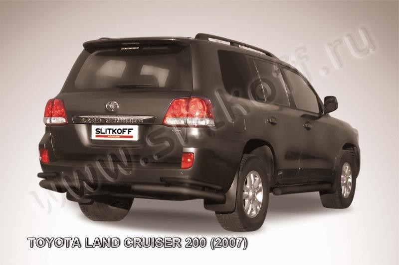 Slitkoff TLC2-024B защита заднего бампера уголки d76+ d42 двойные черные Toyota Land Cruiser 200 (2007)