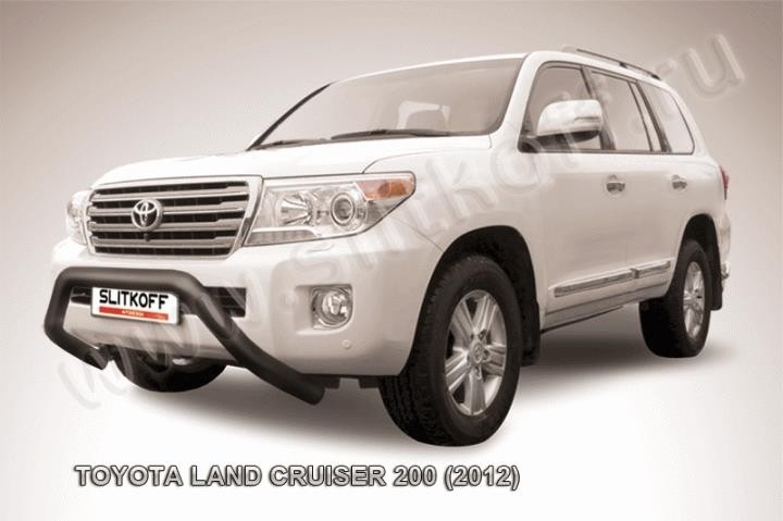 Slitkoff TLC2-12-009B кенгурятник d76 низкий широкий "мини" черный Toyota Land Cruiser 200 (2012)