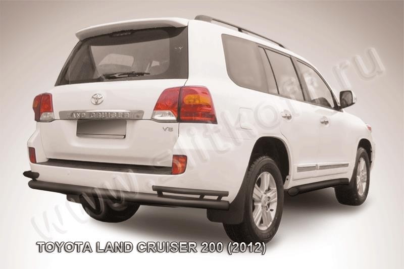 Slitkoff TLC2-12-020B защита заднего бампера уголки d76+ d42 двойные черные Toyota Land Cruiser 200 (2012)