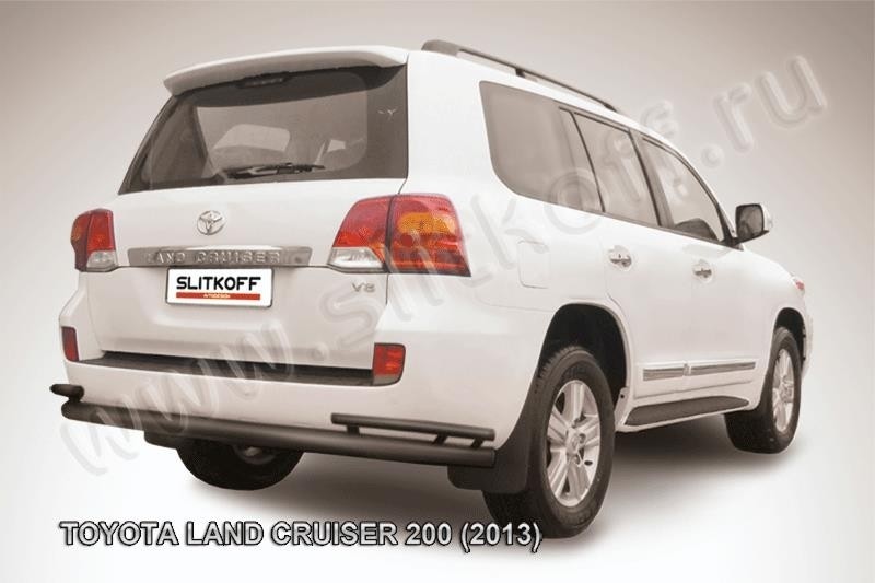 Slitkoff TLC2-13-015B защита заднего бампера d76+ d42 двойная черная Toyota Land Cruiser 200 (2013)