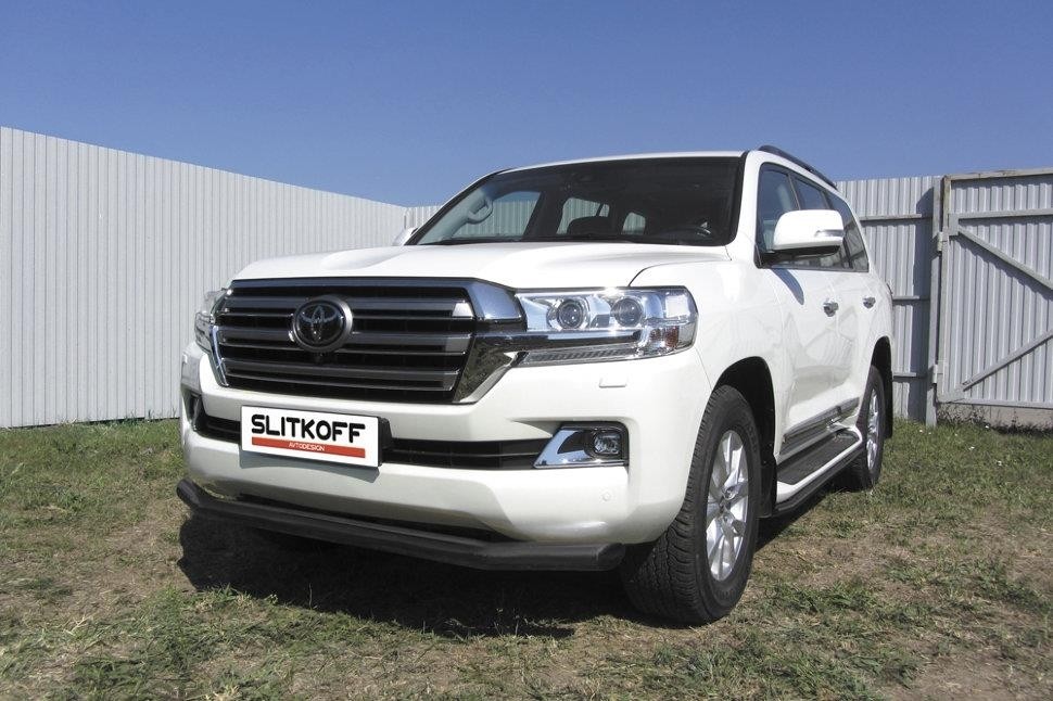 Slitkoff TLC2-15-005B защита переднего бампера d76 черная Toyota Land Cruiser 200 (2015)