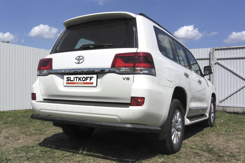 Slitkoff TLC2-15-009B защита заднего бампера d76 черная Toyota Land Cruiser 200 (2015)
