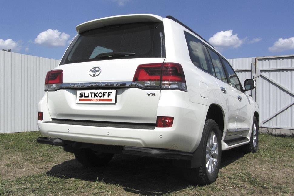 Slitkoff TLC2-15-011B защита заднего бампера уголки d76 черные Toyota Land Cruiser 200 (2015)