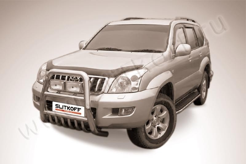 Slitkoff TLCP001 кенгурятник d76 высокий с защитой картера Toyota Land Cruiser Prado (2003)