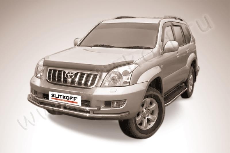 Slitkoff TLCP003 защита переднего бампера d57+ d57 двойная Toyota Land Cruiser Prado (2003)