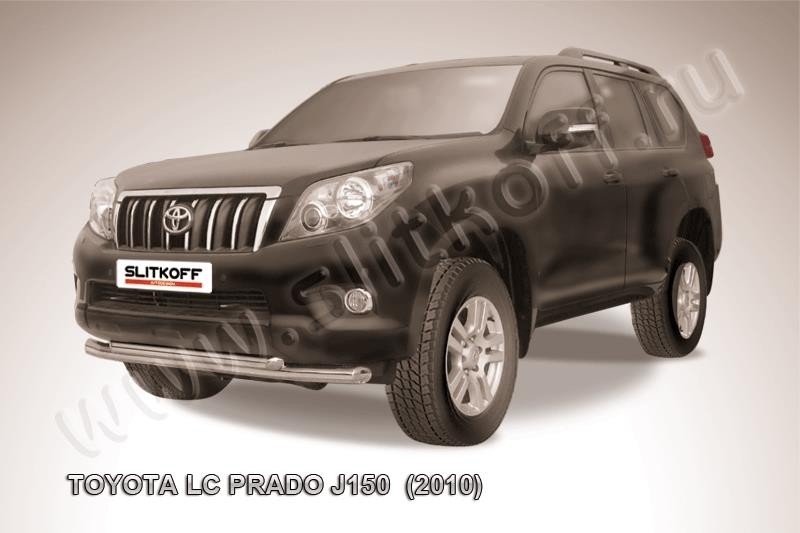 Slitkoff TOP007 защита переднего бампера d76+ d57 двойная Toyota Land Cruiser Prado (2010)