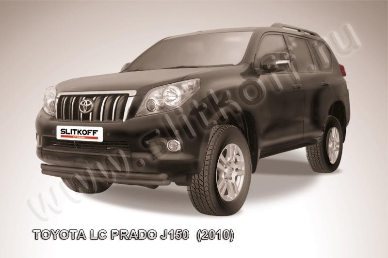 Slitkoff TOP010B защита переднего бампера d57+ d57 двойная радиусная черная Toyota Land Cruiser Prado (2010)