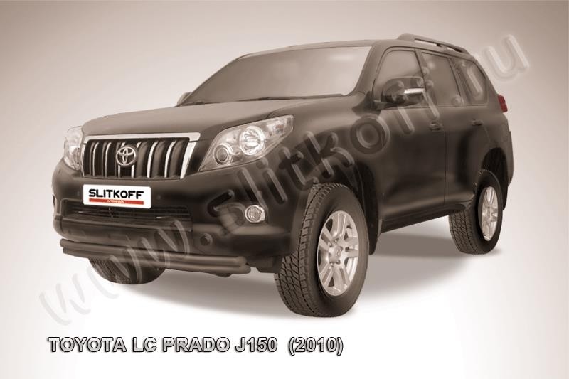 Slitkoff TOP011B защита переднего бампера d57+ d57 двойная черная Toyota Land Cruiser Prado (2010)
