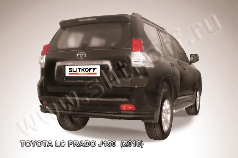 Slitkoff TOP019B защита заднего бампера d76+ d42 двойная черная Toyota Land Cruiser Prado (2010)
