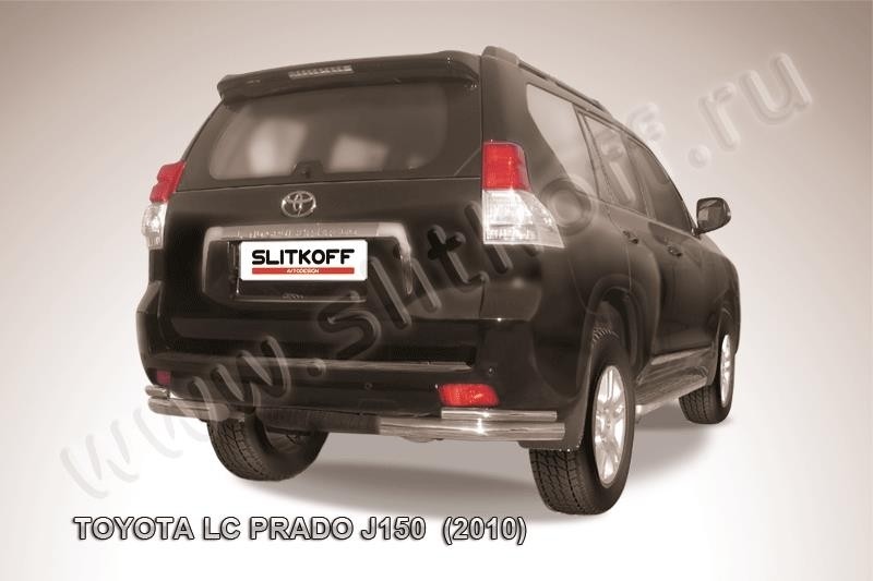 Slitkoff TOP022 защита заднего бампера уголки d76+ d42 двойные Toyota Land Cruiser Prado (2010)