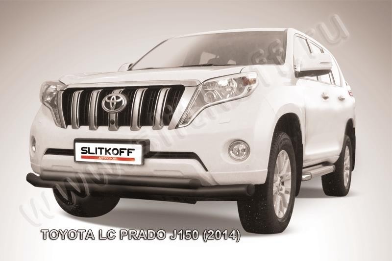 Slitkoff TOP14-002B защита переднего бампера d76+ d57 двойная черная Toyota Land Cruiser Prado (2014)