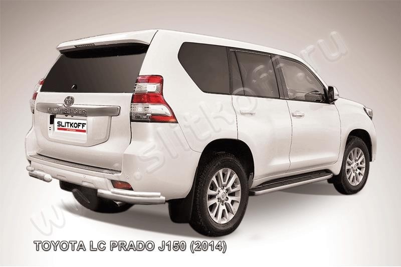 Slitkoff TOP14-014 защита заднего бампера уголки d76+ d42 двойные Toyota Land Cruiser Prado (2014)