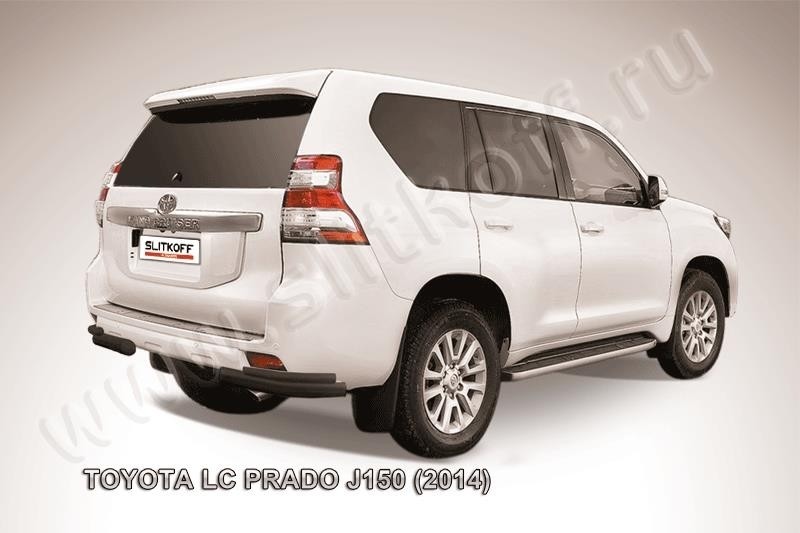 Slitkoff TOP14-014B защита заднего бампера уголки d76+ d42 двойные черные Toyota Land Cruiser Prado (2014)