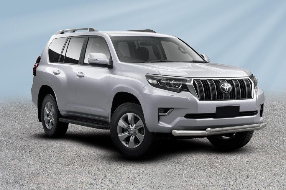 Slitkoff TOP17-002 защита переднего бампера d76+ d57 двойная Toyota Land Cruiser Prado (2017)