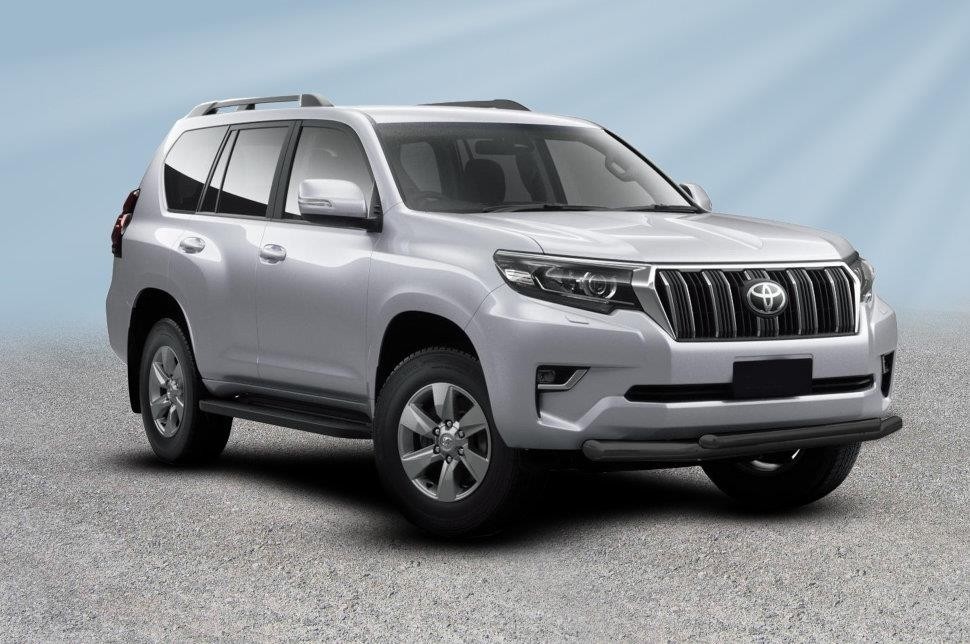 Slitkoff TOP17-002B защита переднего бампера d76+ d57 двойная черная Toyota Land Cruiser Prado (2017)