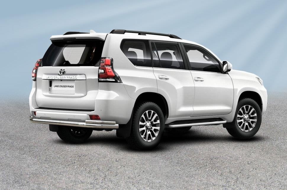 Slitkoff TOP17-011 защита заднего бампера d76+ d42 двойная Toyota Land Cruiser Prado (2017)