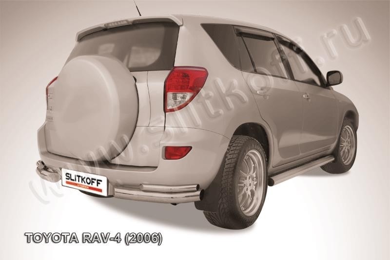 Slitkoff TR4010 защита заднего бампера уголки d76+ d42 двойные Toyota RAV4 (2006)