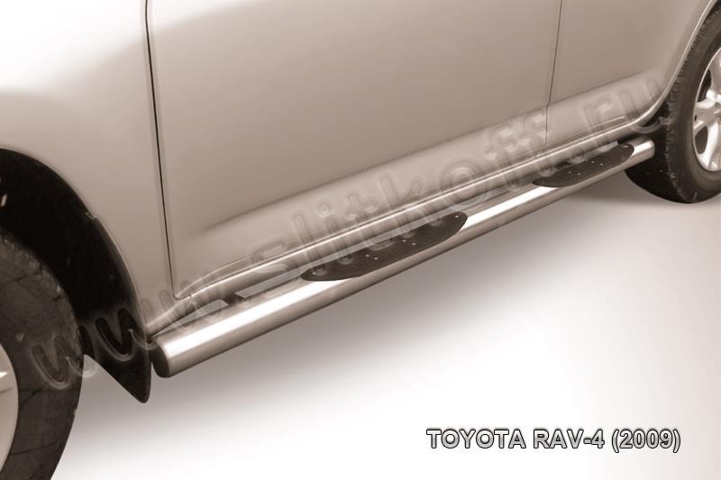 Slitkoff TR409-009 защита порогов d76 с проступями Toyota RAV4 (2009)