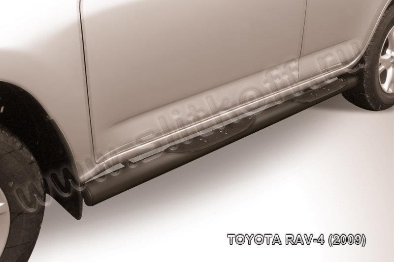 Slitkoff TR409-009B защита порогов d76 с проступями черная Toyota RAV4 (2009)