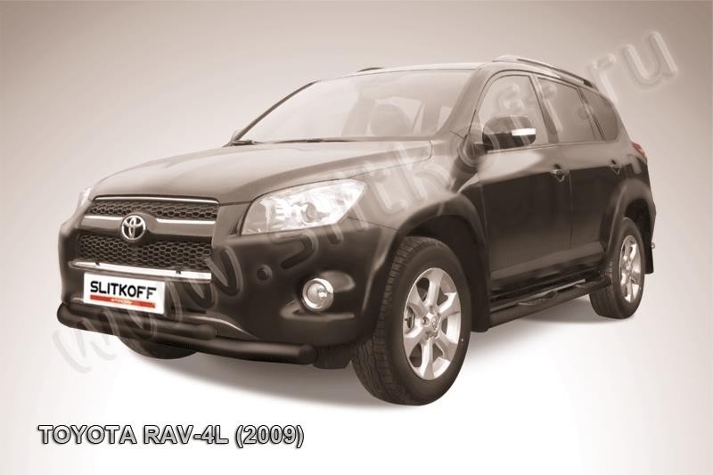 Slitkoff TR409L-009B защита переднего бампера d76+ d57 двойная черная Toyota RAV4 L (2009)