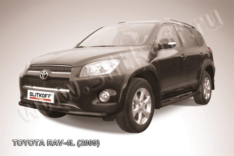 Slitkoff TR409L-011B защита переднего бампера d57+ d57 двойная черная Toyota RAV4 L (2009)