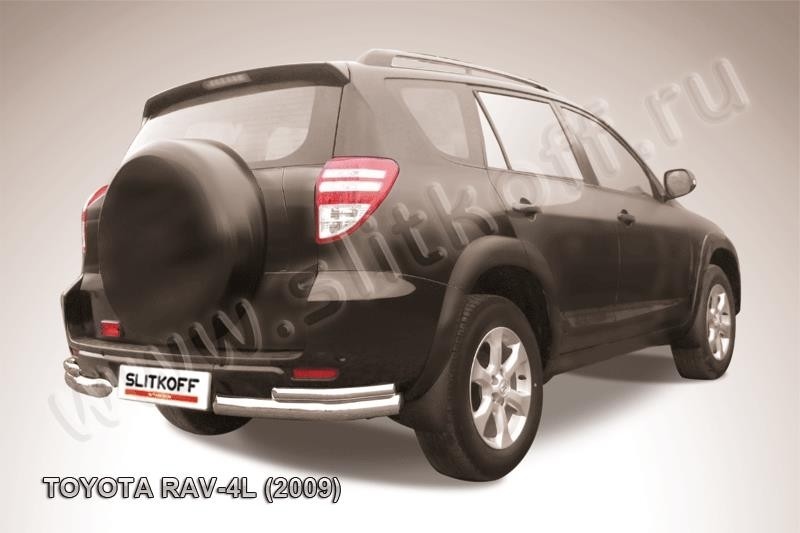 Slitkoff TR409L-017 защита заднего бампера уголки d76+ d42 двойные Toyota RAV4 L (2009)