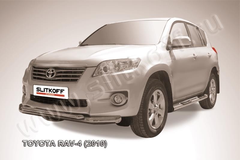 Slitkoff TR410-003 защита переднего бампера d76+ d57 двойная Toyota RAV4 (2010)