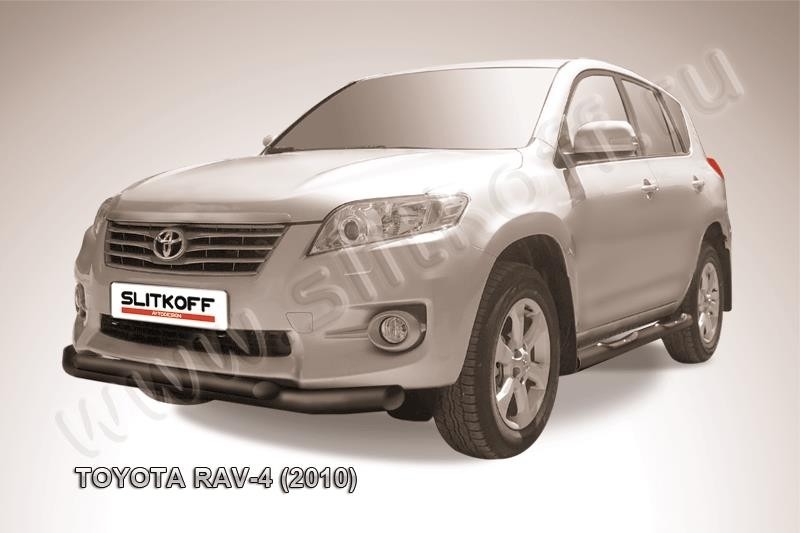 Slitkoff TR410-003B защита переднего бампера d76+ d57 двойная черная Toyota RAV4 (2010)