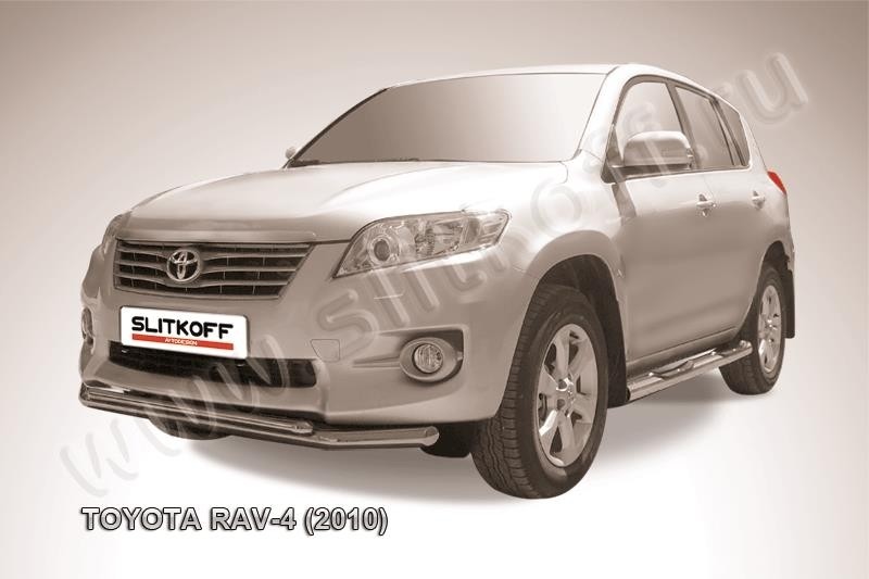 Slitkoff TR410-006 защита переднего бампера d57+ d42 двойная Toyota RAV4 (2010)