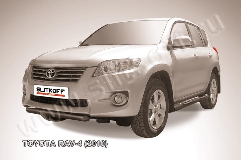 Slitkoff TR410-008B защита переднего бампера d57 короткая черная Toyota RAV4 (2010)