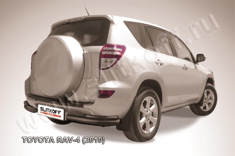 Slitkoff TR410-016B защита заднего бампера уголки d76+ d42 двойные черные Toyota RAV4 (2010)