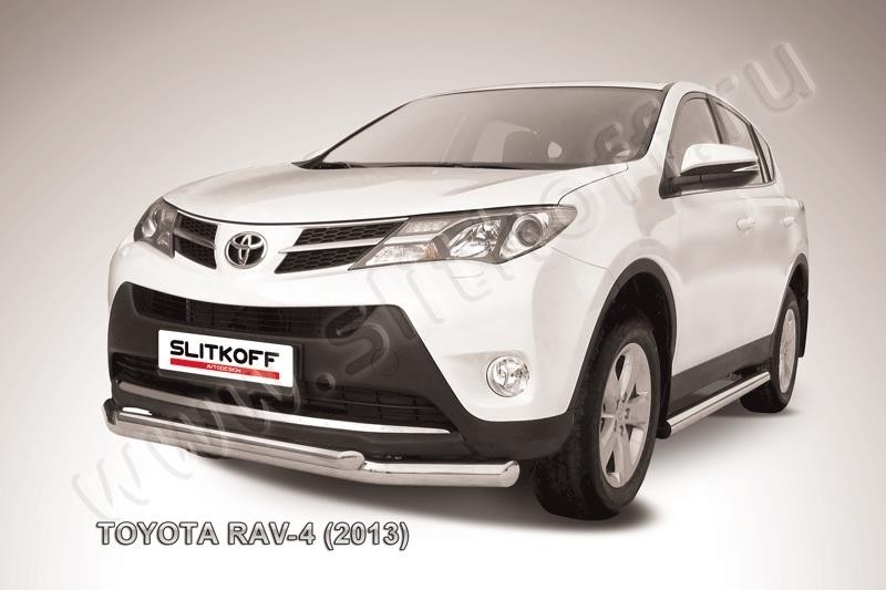 Slitkoff TR413-001 защита переднего бампера d76+ d57 двойнаяToyota RAV4 (2013)