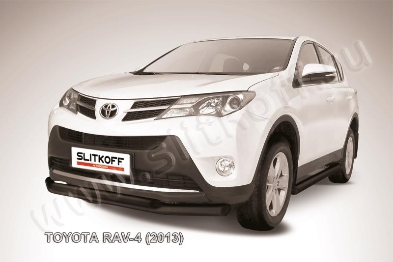 Slitkoff TR413-001B защита переднего бампера d76+ d57 двойная черная Toyota RAV4 (2013)