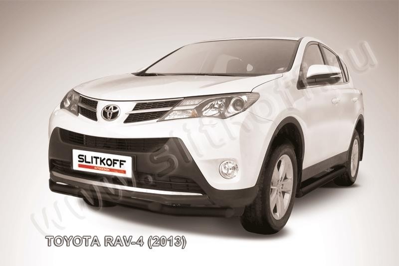 Slitkoff TR413-003B защита переднего бампера d57+ d57 двойная черная Toyota RAV4 (2013)