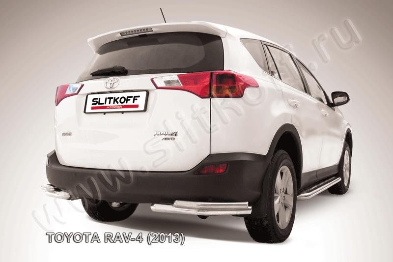 Slitkoff TR413-014 защита заднего бампера уголки d57+ d42 двойные Toyota RAV4 (2013)