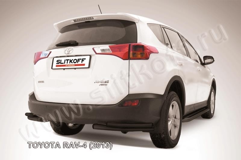 Slitkoff TR413-014B защита заднего бампера уголки d57+ d42 двойные черные Toyota RAV4 (2013)