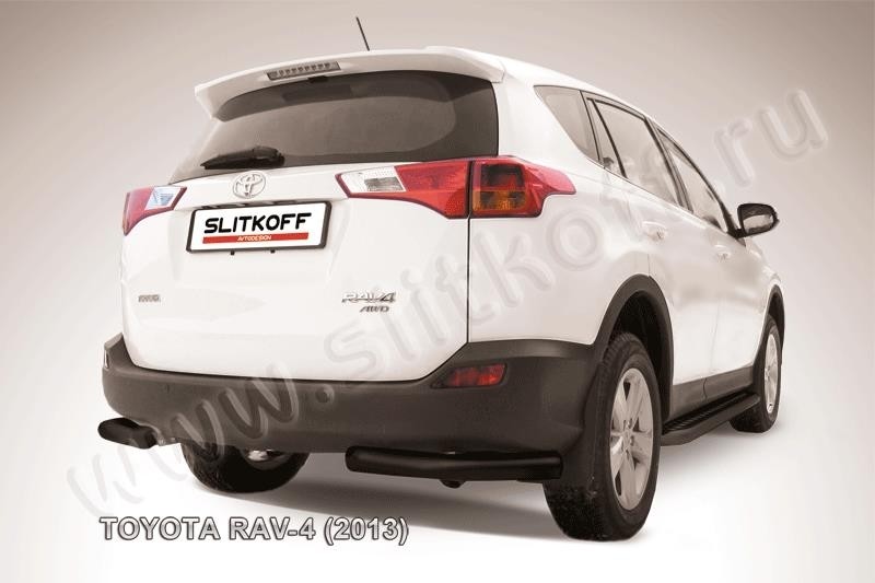 Slitkoff TR413-016B защита заднего бампера уголки d76 черные Toyota RAV4 (2013)