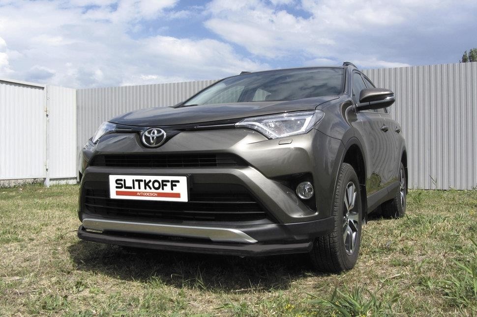 Slitkoff TR415-002B защита переднего бампера d57 черная Toyota RAV4 (2015)