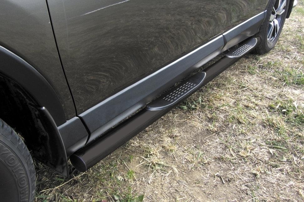 Slitkoff TR415-006B защита порогов d76 с проступями черная Toyota RAV4 (2015)
