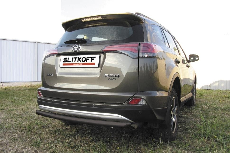 Slitkoff TR415-010B защита заднего бампера d57 радиусная черная Toyota RAV4 (2015)