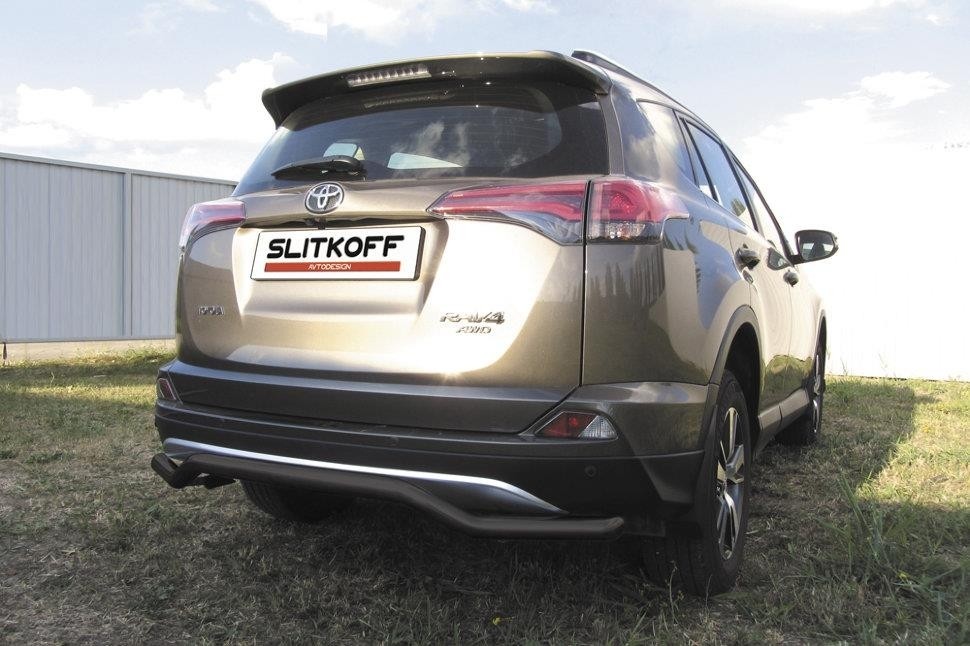 Slitkoff TR415-011B защита заднего бампера d57 "волна" черная Toyota RAV4 (2015)