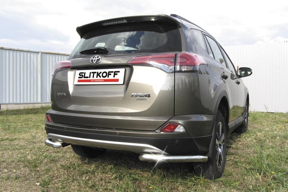 Slitkoff TR415-013 защита заднего бампера уголки d57 Toyota RAV4 (2015)