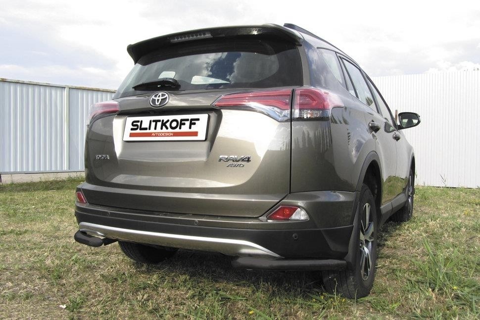 Slitkoff TR415-013B защита заднего бампера уголки d57 черные Toyota RAV4 (2015)