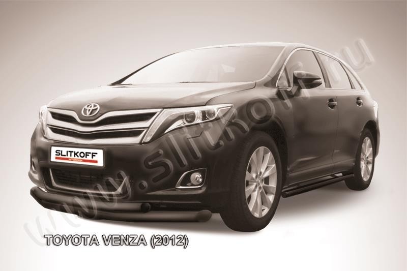 Slitkoff TVEN001B защита переднего бампера d76+ d57 двойная черная Toyota Venza (2013)