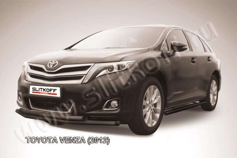 Slitkoff TVEN003B защита переднего бампера d57+ d57 двойная черная Toyota Venza (2013)
